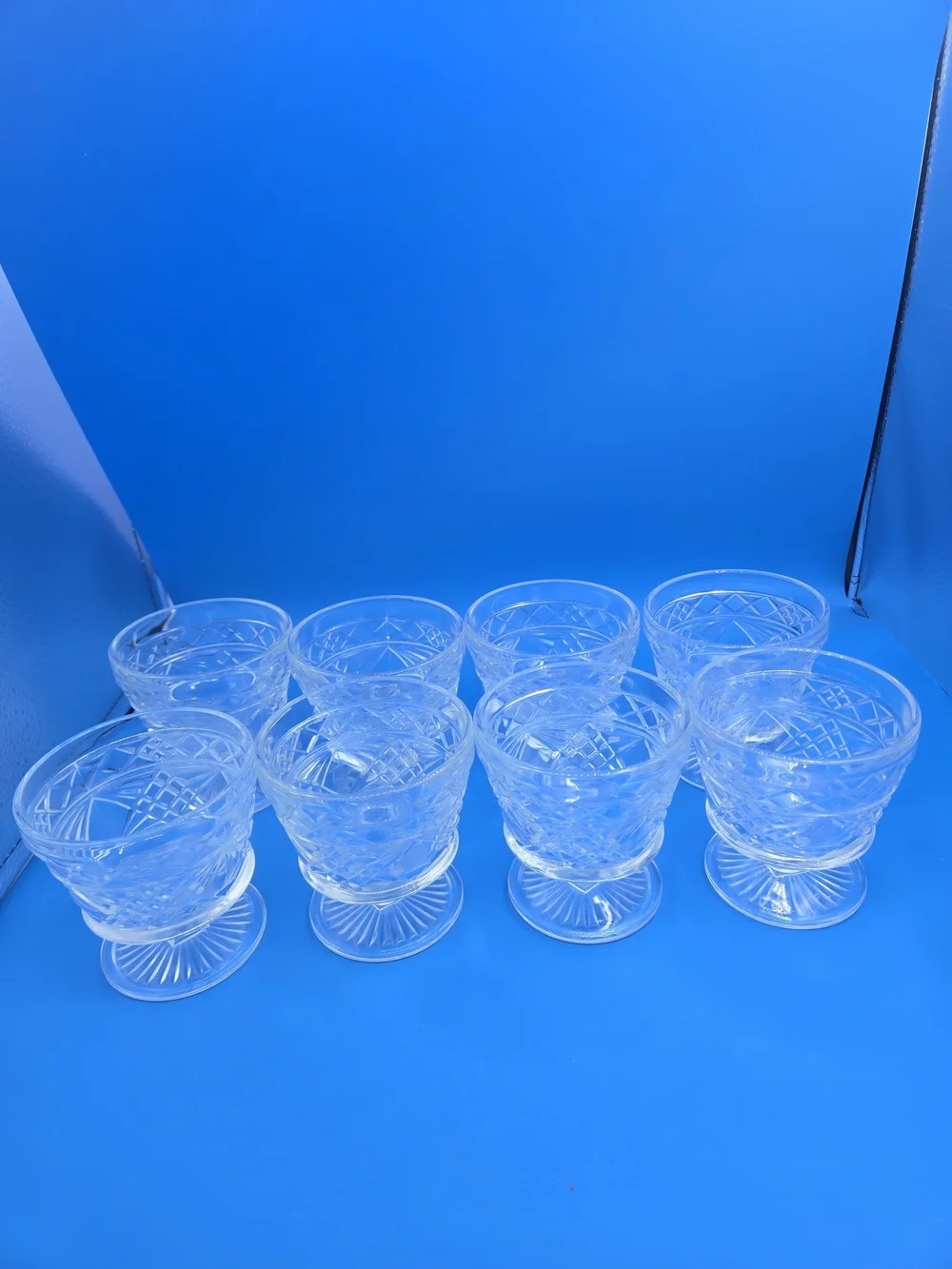 8x Vintage Clear Glass Hazel Atlas Footed Big Top Peanut Butter Dessert Glasses